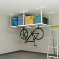 thumbnail image 3 of The Atlas 4 x 8 ft Adjustable Height Overhead Garage Storage Rack 900 lbs Heavy Duty Capacity White, 3 of 7