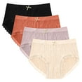 thumbnail image 1 of GigrtiJin Womens Mid Rise Ribbed Underwear Multipack Seamless Lace Panties With Bow Ribbon Breathable Underpants 4 Pack, 1 of 2