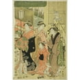 thumbnail image 2 of Eishōsai Chōki 11x14 Black Ornate Wood Framed Double Matted Museum Art Print Titled: Good and Evil Influences (Zendama Akudama) II (C. 1795), 2 of 5