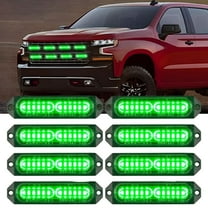 Nilight 8PCS Led Strobe Lights 12LED Green Emergency Light 12V 24V Surface Mount Flashing Warning Hazard Beacon Lights Ultra Slim Sync Feature Mini Grille for Cars Trucks Off Road Vehicles SUV