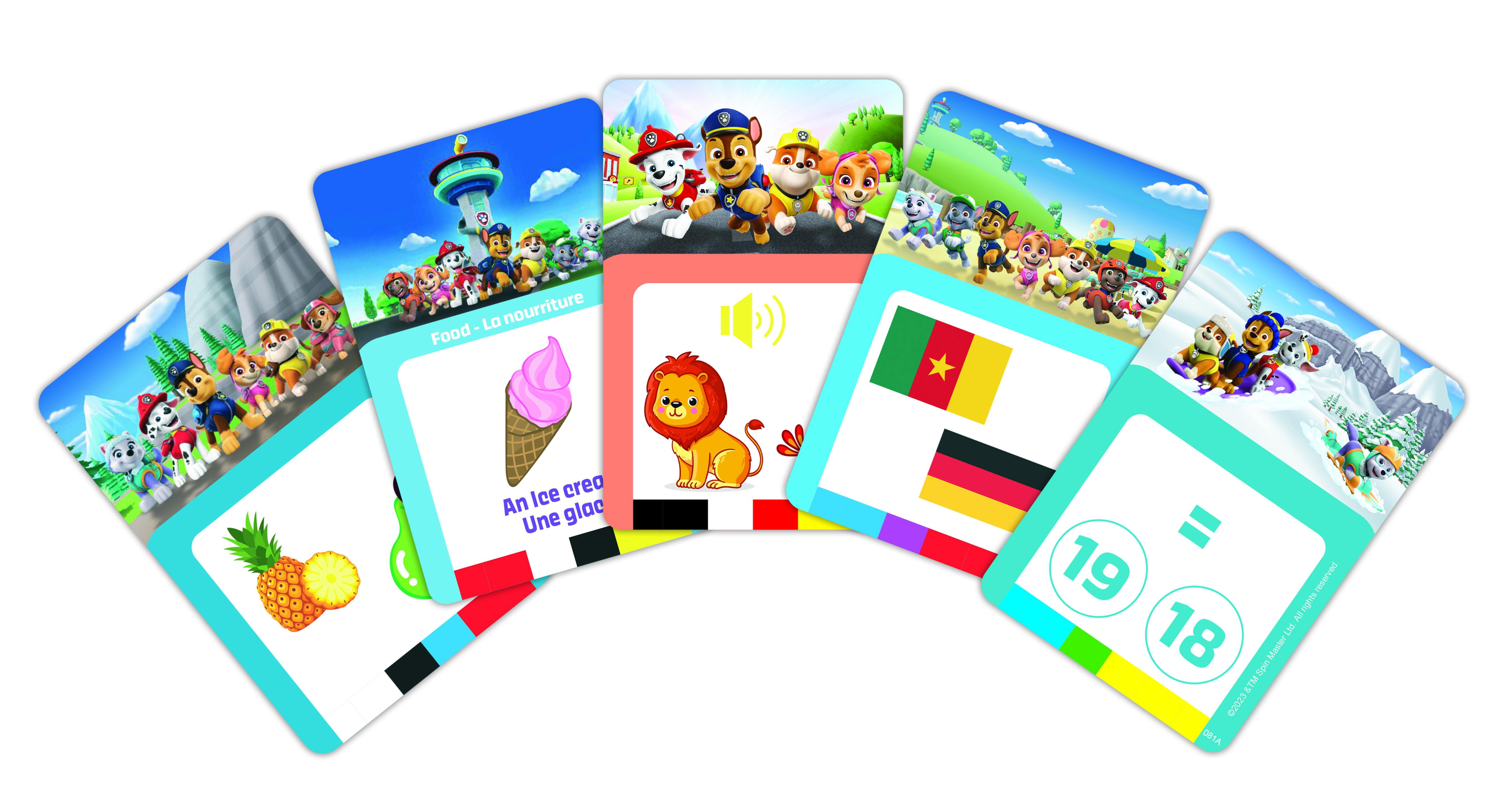 Lexibook Paw Patrol, Bilingual Interactive Card Reader, Audio Toy to Learn English and Spanish, 150 Double-sided Educational Cards, Educational Quiz & Flashcard Machine, Blue/red