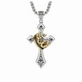 thumbnail image 3 of Collar con Dije de Cruz con Corona para Hombre, Collar Vintage de Acero Inoxidable, Collar Chapado en Plata 925, 3 of 5