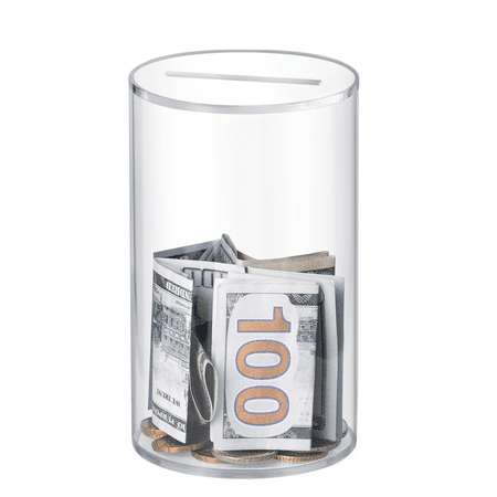 Hizgo Clear Piggy Bank -Acrylic for Adults Must Break to Open -Clear Acrylic Piggy Bank Unopenable for Birthday Gift (6" H x 3.54" D)