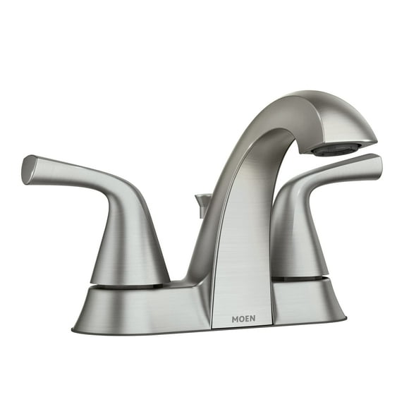 Moen Haber Spot Resist Brushed Nickel Two-Handle 4"" Centerset Bathroom Faucet 3-Hole Faucet 84768SRN