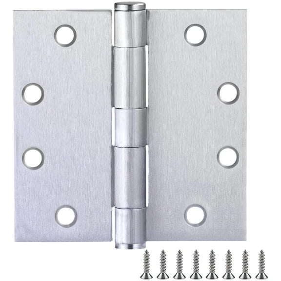 Design House Door Hinges for Interior Doors 12-Pack 4.5-inch x 4.5-inch ? Square Radius Steel Door Hinge ? Brushed Chrome ? Fits Standard Doors ? 189886