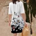 thumbnail image 3 of WILLBEST Vestido Lino Para Mujer, Estilo Bohemio, Floral, De Media Manga, Informal, De Verano, Con Estampado Floral, Ribete De Encaje, Cuello En V, Midi, Bohemio 350, 3 of 3