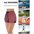 thumbnail image 6 of Women Yoga Running Shorts 2 in 1 Workout Athletic Shorts with Pockets - Wine, 6 of 6