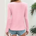 thumbnail image 6 of Oplxuo Dressy Casual Waffle Tops for Women Button Up V Neck Long Sleeve T-Shirts Loose Pullover Basic Solid Tuinc Blouse, 6 of 6