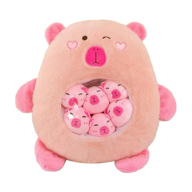 Carpincho de peluche de juguete, animal de peluche de , decoración cómoda para la habitación de los niños con muñeca pequeña, muñeco de Animal Rosa