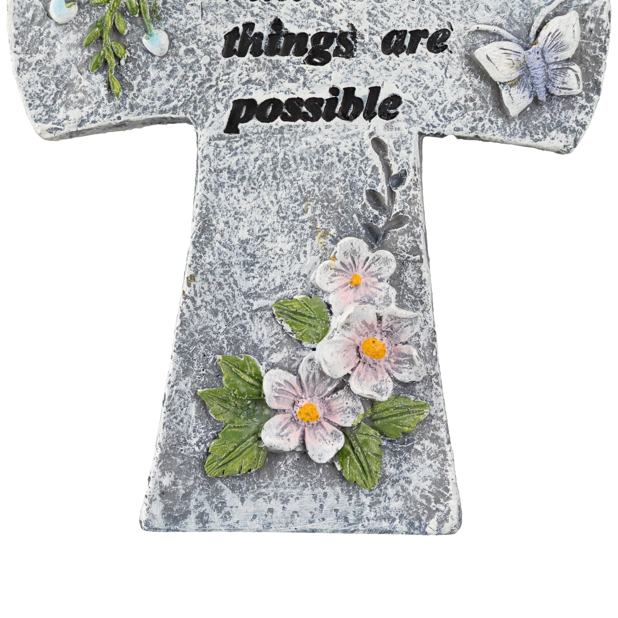 Northlight With God All Things Are Possible Floral Cross Statue - 6.75"