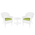 thumbnail image 1 of Jeco 3 Piece Wicker Conversation Set in White with Green Cushions, 1 of 10