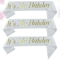 OFFIGAM White Satin Birthday Party Sash with Foil Stamping for Celebrations and Events, One Size Fits Most Adults and Teens