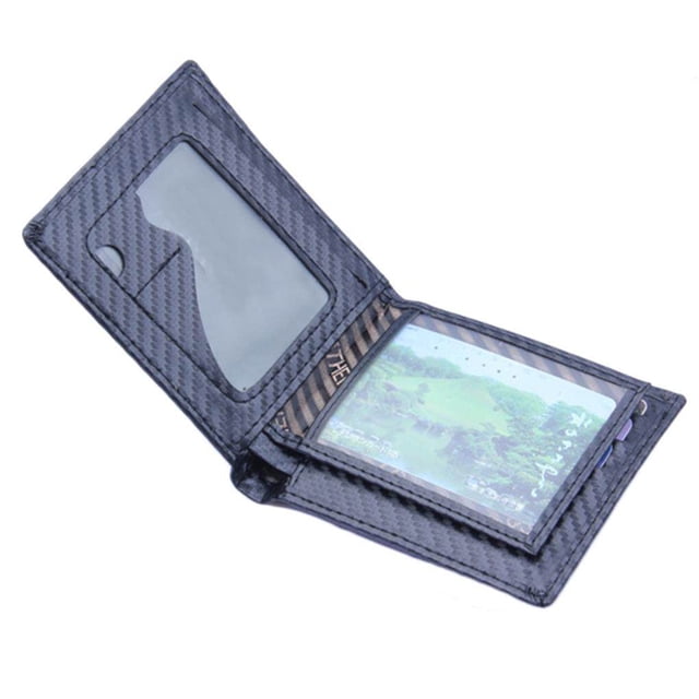 Carbon Fiber Pattern PU Leather Bifold Short Wallet for Pattern PU Men Small Wallets Thin Slim Card Purse Money Bags