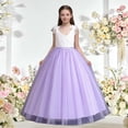thumbnail image 2 of Miluxas Sleeveless Flower Girl Dress A-Line Straight Tutu Tulle Backless Princess Puffy Lace Dresses Party Gown Purple 7-8 Years, 2 of 9