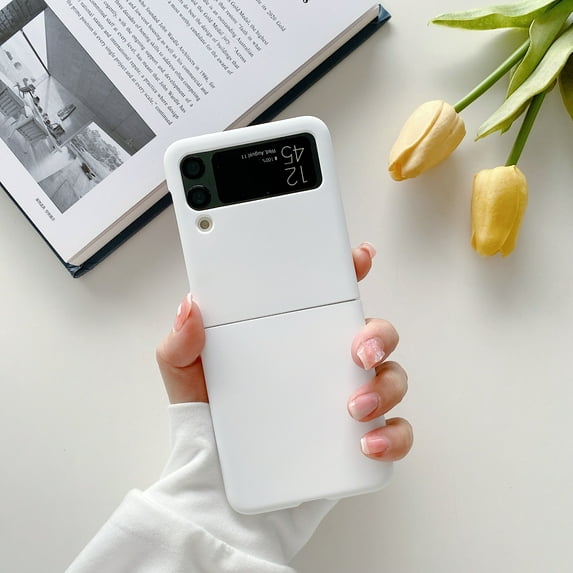 Feishell Matte Slim Phone Case for Samsung Galaxy Z Flip3 (6.7 inch),Shockproof Lightweight Ultra Thin Frosted Anti-Fingerprint Hard PC Scratch-Resistant Phone Case,White