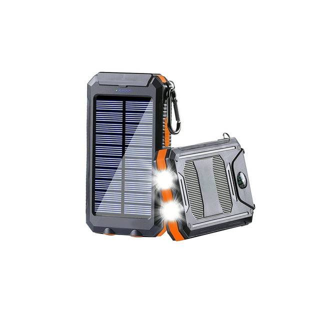 4000mah Solar Power Bank Lithium Polymer Battery Portable Charger 2.1A 2 USB Ports High-Speed Power-Saving Battery Pack with Dual Led Flashlight Compass Function