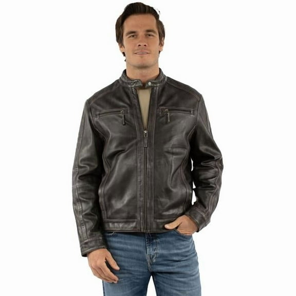 Scully 2086-117-L Western Jacket Mens Leather Zip Collar, Vintage Black - Large