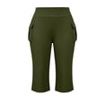 thumbnail image 3 of Plus Size Cargo Capris for Women Elastic Waist Slim Fits Yoga Capri Leggings, Stretch Workout Hiking Sports Cropped Pants, 3 of 7