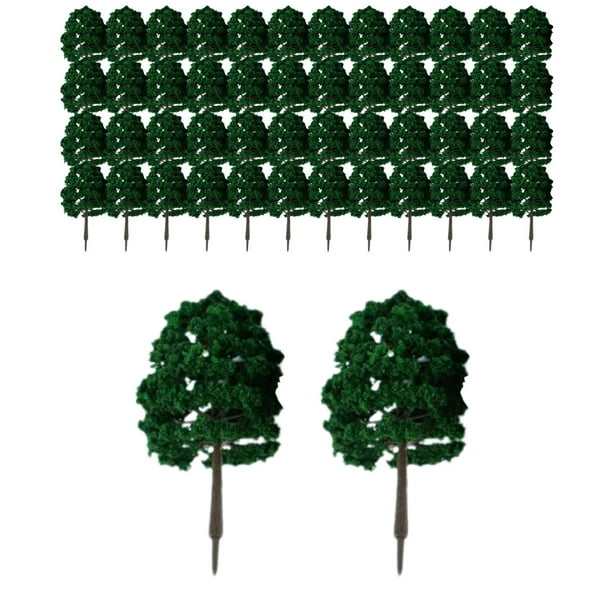 50 piezas 1/100 Modelo en miniatura Árbol de tren Árboles Paisaje ferroviario para ferrocarril Estilo C
