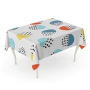 KDAGR Colorful Brush Dots Strokes Circles and Rainbow Color Tablecloth Table Desk Cover Home Party Decor 52x70 inch