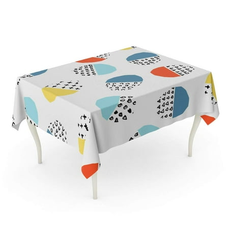 KDAGR Colorful Brush Dots Strokes Circles and Rainbow Color Tablecloth Table Desk Cover Home Party Decor 52x70 inch