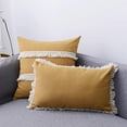 thumbnail image 2 of Nvzi Farmhouse Cotton Linen Throw Pillow Covers with Tassels Decorative Lumbar Throws Cushion Cover for Sofa Bedroom Car (Yellow 03, 12"x20"), 2 of 4