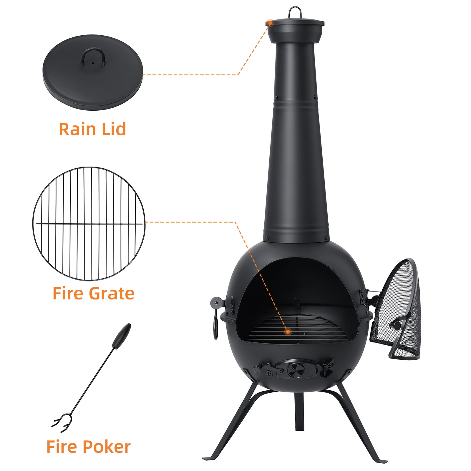 SinglyFire Chiminea Outdoor Fireplace - Thumbnail 4