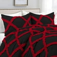 thumbnail image 3 of D.N.G. BEDDINGS 5 Piece Luxury Two Tone Diamond Ruffle Pattern Comforter Set Premium Super Soft All Season 800 Thread Count, 100% Egyptian Cotton, Twin/Twin XL Size Red/Black Solid Color, 3 of 4