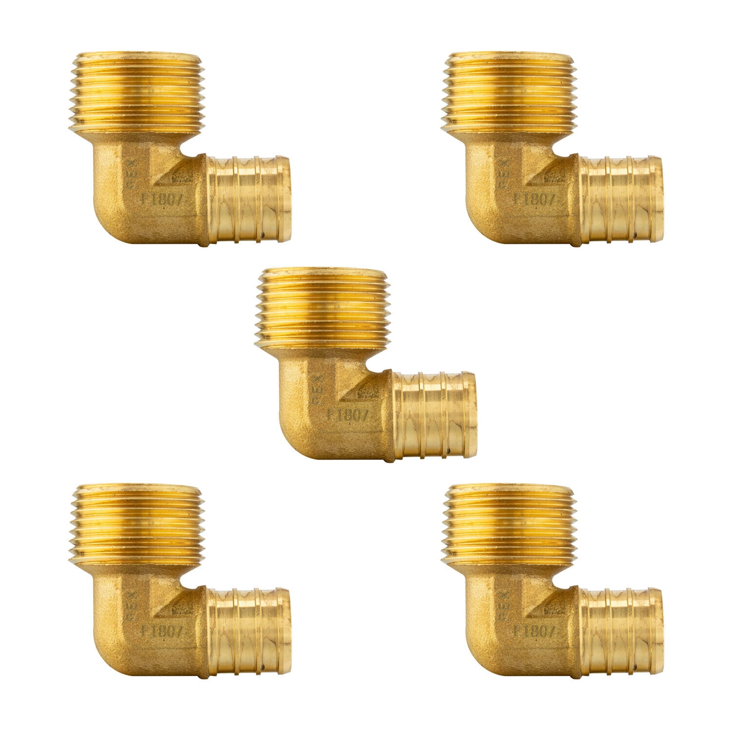 EFIELD 5 PCS 3/4" PEX X 3/4" Male NPT Elbow Brass Crimp Fittings(LEAD