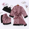 thumbnail image 1 of Munlar Robes For Women,Christmas Loungewear For Family,Women Sexy Three-Piece Pajamas,Lace Velvet Solid Color Lace Three-Piece Pajamas Nightdress Sleepwear, 1 of 4