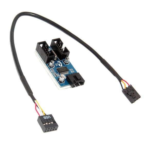 Puerto de interfaz de cabecera USB de 9 pines Hugo Cable divisor de ventilador 1 a 2 cables