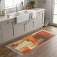 thumbnail image 6 of Area Rug with Tassels 2' x 6', Orange Gradient Graffiti Art Kitchen Runner Rug for Hallway Bedroom Throw Rugs, Abstract Geometric Seamless Soft Door Mat for Bathroom Entrance Living Room, 6 of 9