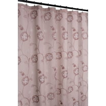 Serafina Home Decorative Sheer Fabric Shower Curtain: Dusty Pink Two Toned Pink and White Embroidered Flower Leaf Design with Metallic Threading (Blush / White)