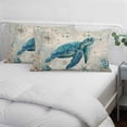 thumbnail image 4 of Teal Sea Turtle Coastal Throw Pillow Covers, Vintage Summer Beach Nautical Soft Breathable Pillow Cases with Invisible Zipper for Sleeping, Standard Pillowcases for Couch Bed Sofa Chair 20x26 Inches, 4 of 9