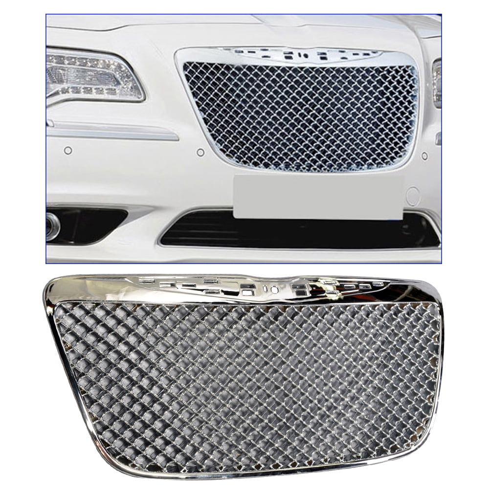 Ikon Motorsports Compatible with 11-14 Chrysler 300 300C B-Style Front Mesh  Grill Grille Chrome - ABS 2011 2012 2013 2014