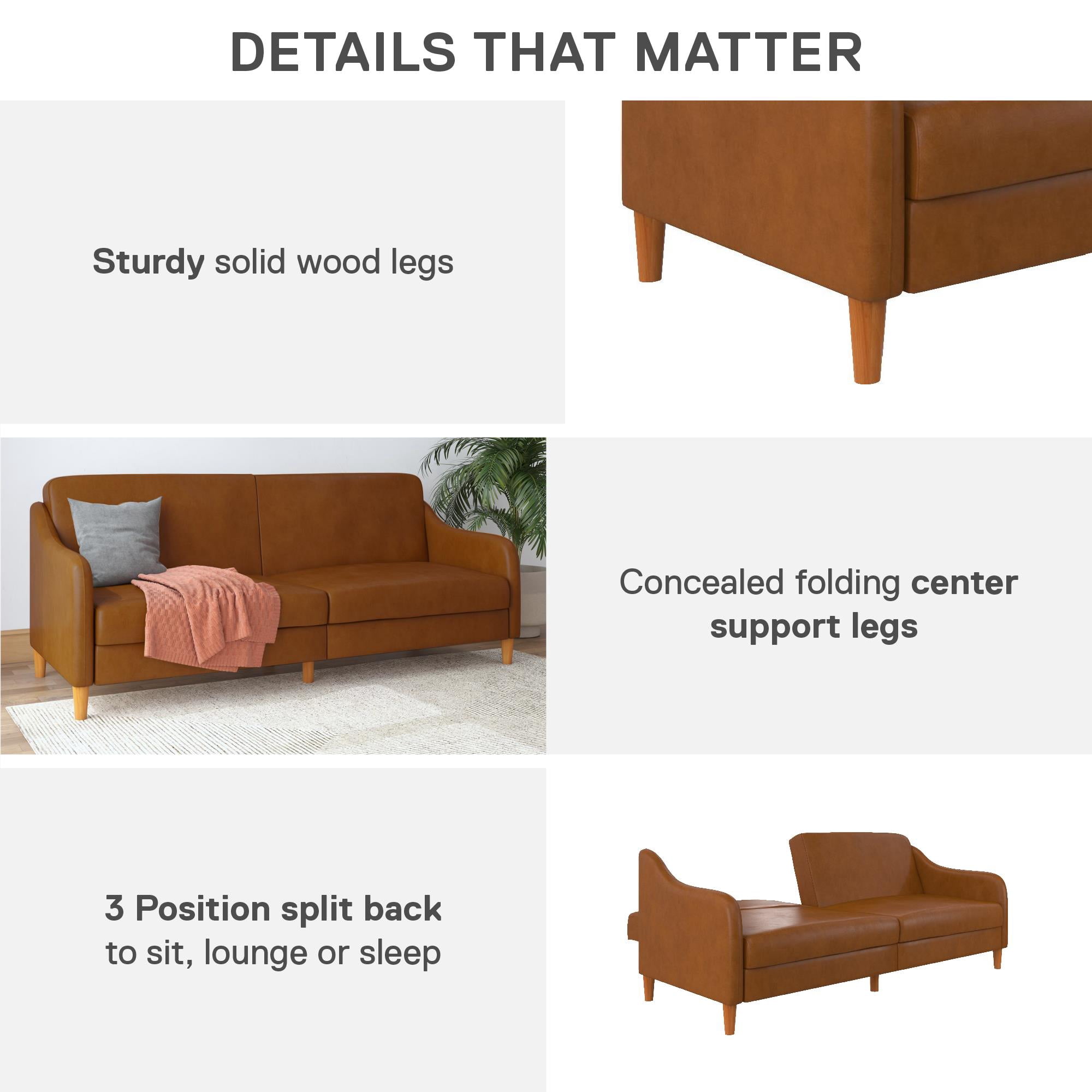 DHP Jasper Coil Futon, Camel Faux Leather