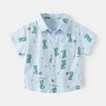 thumbnail image 2 of QTOCIO Toddler Boys Clothes, Summer Boys Shirts, FashionBoys' Casual Short Sleeve Turndown Collar Botton Solid Short Pants Sets, Blue, 4 Years, 2 of 5