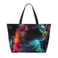 thumbnail image 2 of Honeii Neon Spectrum Cat Portrait for Tote Bag with Adjustable Strap,Beach Bag, Waterproof Sandproof Beach Tote Bag, Large Capacity Foldable Beach Bags, 2 of 7