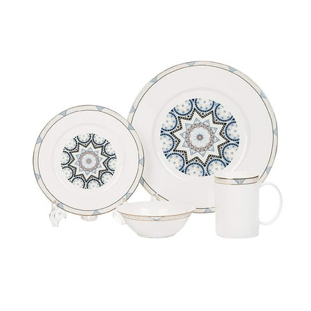 

4 Piece Elegant Bone China Dinnerware Set Dishes Bowls Cups