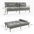 thumbnail image 2 of COMHOMA Convertible Futon Sofa Bed 72″ W Large Size Upholstered Futon Couch Fabric Sleeper Sofa, Gray, 2 of 8