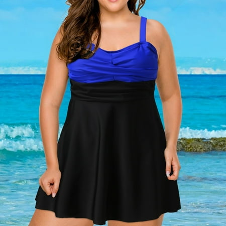 

Finelylove Women Swimsuits Padded Sport Bra Style Girl Shorts Blue XL