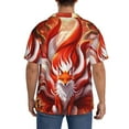 thumbnail image 3 of Rateoe Red Sun Flame Fox Pattern Men's Short Sleeve Classic Shirt, Casual Short-Sleeved Shirt, Lightweight Summer Shirt, Cuban Collar Shirt,Button-Front Shirt-XX-Large, 3 of 5