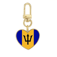 thumbnail image 1 of Barbados National Flag North America Country Gold Heart Keychain Metal Keyring Holder, 1 of 3