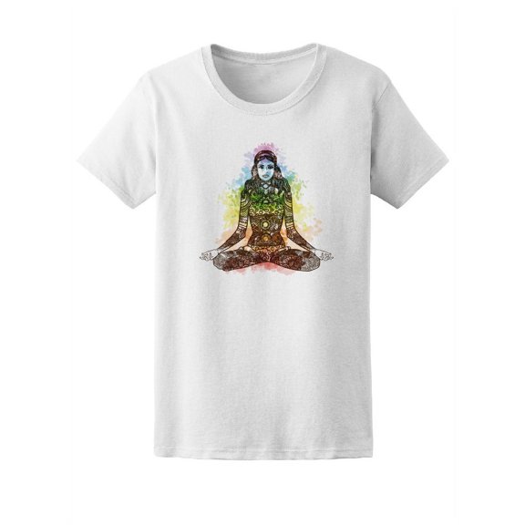 Beautiful Watercolor Yoga Lady T-Shirt Women -Image by Shutterstock, Female Medium