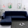 thumbnail image 2 of SHANNA Plush L Shape Sectional Couch Covers, Stretch Thick Velvet Sofa Furniture Protector Anti-Slip Sofa Covers (L-shape 3 Seater+3 Seater,Navy), 2 of 12