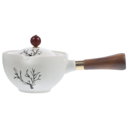 PAMINGONO Traditional Ceramic Tea Pot with Side Handle and Decorative Flower Design