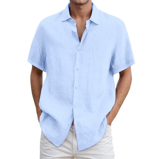 DGMIOCS Men's Check Shirt Button Down Breathable Daily Shirt Blue3 XXXXL