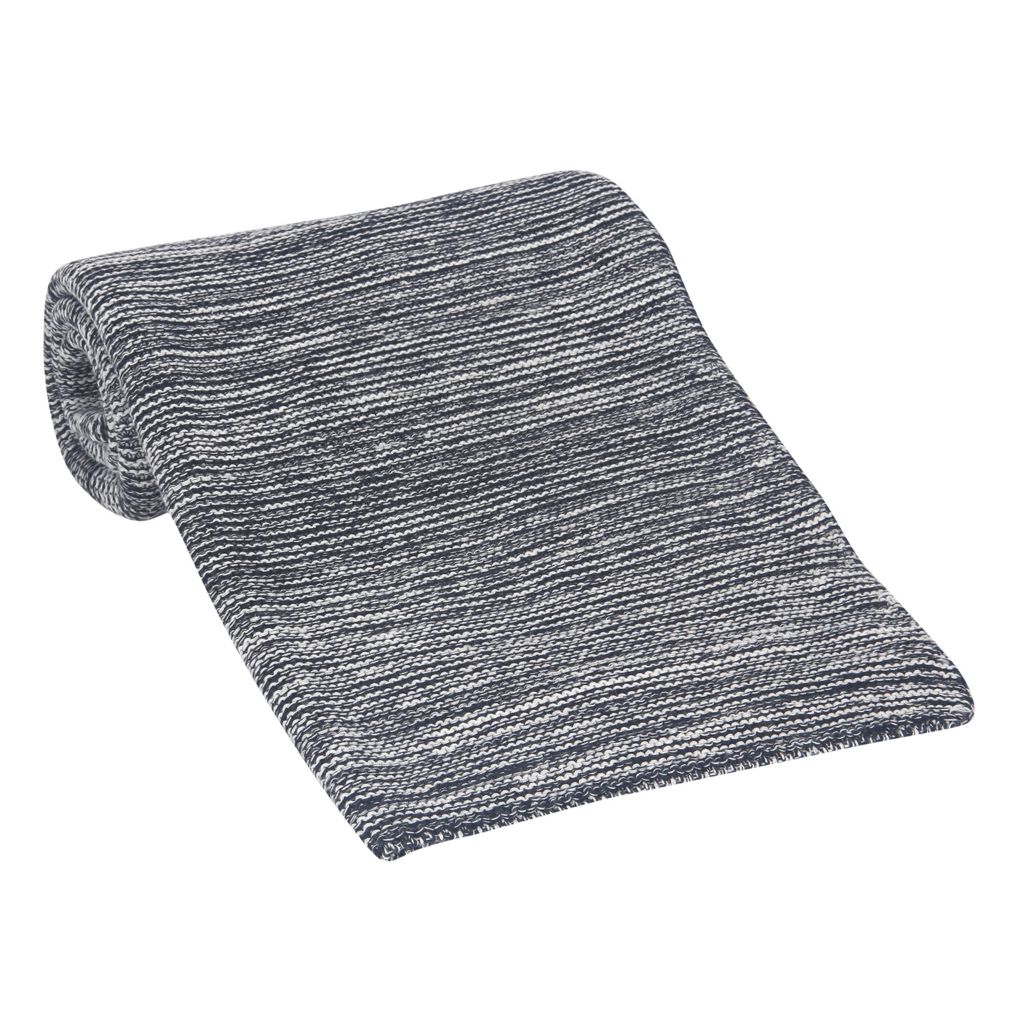 Lambs & Ivy Signature Blue/White 100% Cotton Marl Textured Knit Baby Blanket