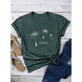 thumbnail image 5 of NFTOEIULA Women Dandelion Graphic Letter Print Crew Neck Short Sleeve T-Shirt, 5 of 7