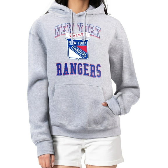 Women's G-III 4Her by Carl Banks Heather Gray New York Rangers Team Logo Tri-Blend Fleece Pullover Hoodie
